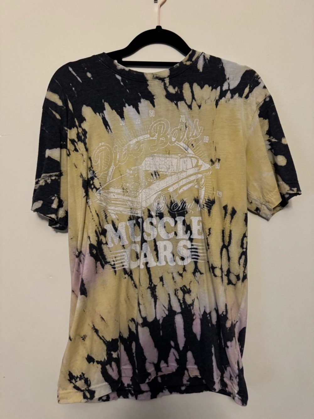 Tie-Dye Muscle Cars Graphic Tee - Yellow/Black/Pink
